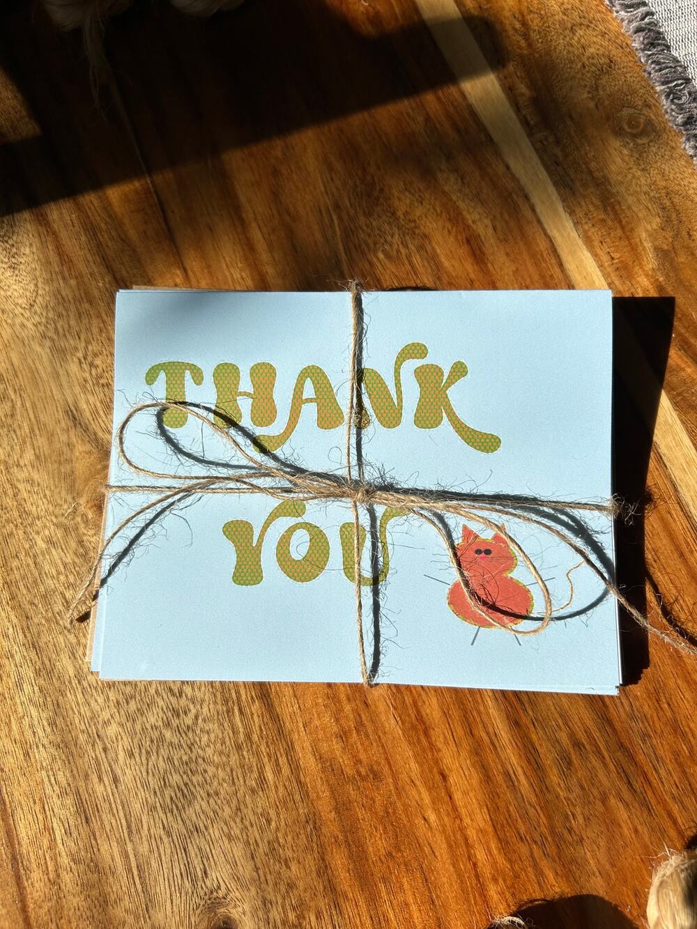 Greeting Cards Thank you Notes Cute Orange Kitty Stationery Handmade Set of 6
